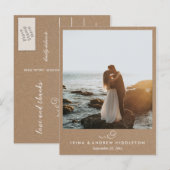 Rustic Kraft Paper Love and Bedankt Weduwfoto Briefkaart (Voorkant / Achterkant)