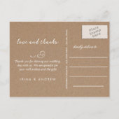 Rustic Kraft Paper Love and Bedankt Weduwfoto Briefkaart (Achterkant)