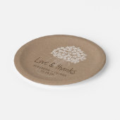 Rustic Kraft Paper Mason Jar Floral Wedding Papieren Bordje (Gekanteld)