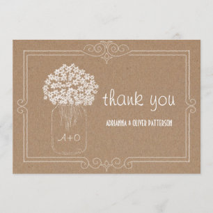 Rustic Kraft Paper Mason Jar Flowers Dank u Bedankkaart