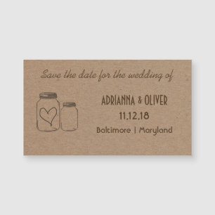 Rustic Kraft Paper Mason Jar Heart Wedding Insert