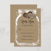 Rustic Kraft Paper Mason Jar Wedding RSVP (Voorkant / Achterkant)