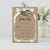 Rustic Kraft Paper Mason Jar Wedding RSVP Kaartje (Staand voorkant)
