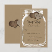 Rustic Kraft Paper Mason Jar Wedding RSVP Kaartje (Voorkant / Achterkant)