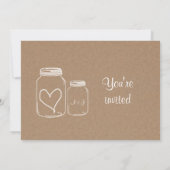 Rustic Kraft Paper Masonjar Heart Country Weddensc Kaart (Achterkant)