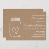 Rustic Kraft Paper Masonjar Heart Country Weddensc Kaart (Voorkant / Achterkant)
