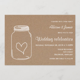 Rustic Kraft Paper Masonjar Heart Country Weddensc Kaart