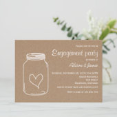 Rustic Kraft Paper Masonjar Heart Engagement Party Kaart (Staand voorkant)