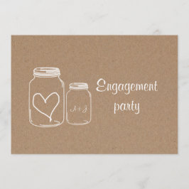 Rustic Kraft Paper Masonjar Heart Engagement Party Kaart