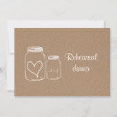 Rustic Kraft Paper Masonjar Heart Rehearsal Dinner Kaart (Achterkant)