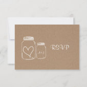 Rustic Kraft Paper Masonjar Heart Wedding RSVP (Achterkant)