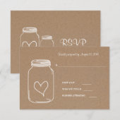 Rustic Kraft Paper Masonjar Heart Wedding RSVP (Voorkant / Achterkant)