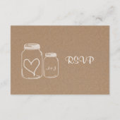 Rustic Kraft Paper Masonjar Heart Wedding RSVP (Achterkant)