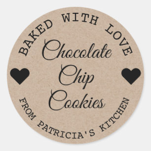 Rustic Kraft Paper met liefdeskoekjes Ronde Sticker
