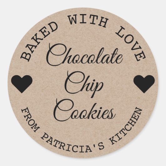 Rustic Kraft Paper met liefdeskoekjes Ronde Sticker (Voorkant)
