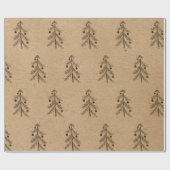Rustic Kraft Paper | Minimale kerstboomschets Cadeaupapier (Vlak)