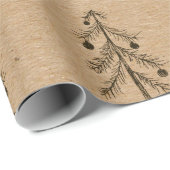 Rustic Kraft Paper | Minimale kerstboomschets Cadeaupapier (Rol Hoek)