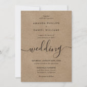 Rustic Kraft Paper Modern Script Wedding Kaart (Voorkant)