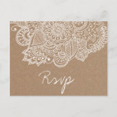 Rustic Kraft Paper Paisley Wedding SVP Uitnodiging Briefkaart (Voorkant)