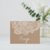 Rustic Kraft Paper Paisley Wedding SVP Uitnodiging Briefkaart (Staand voorkant)