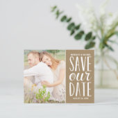 Rustic Kraft Paper Photo Save the Date Aankondigingskaart (Staand voorkant)