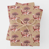 Rustic Kraft Paper Red Toile Deer Fox Hare Rabbit (In situ)