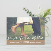 Rustic Kraft Paper Save the Date Typography Photo (Staand voorkant)