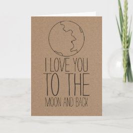 Rustic Kraft Paper Schattigee Maan Valentijnsdag Feestdagen Kaart