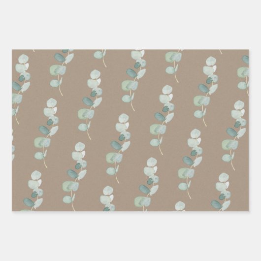 Rustic Kraft Paper Silver Blue Eucalyptus Sprigs (Voorkant 3)