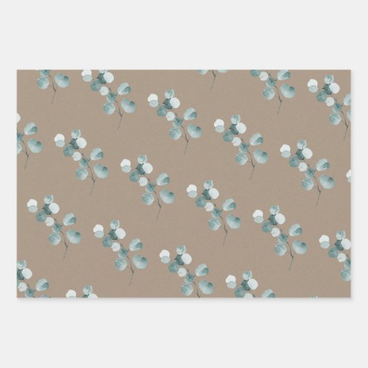 Rustic Kraft Paper Silver Blue Eucalyptus Sprigs (Voorkant 2)