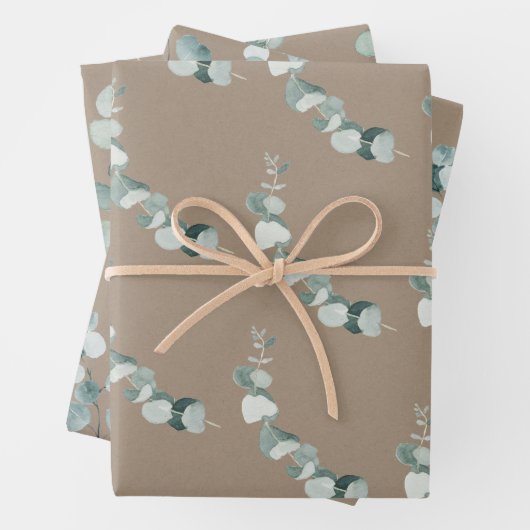 Rustic Kraft Paper Silver Blue Eucalyptus Sprigs (In situ)