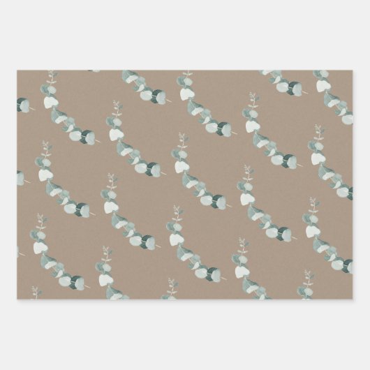 Rustic Kraft Paper Silver Blue Eucalyptus Sprigs (Voorkant)