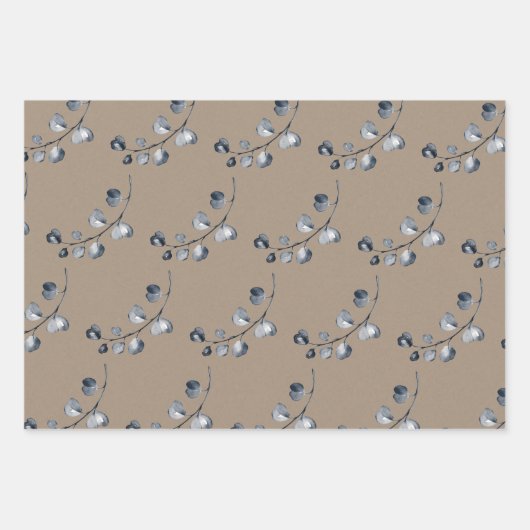 Rustic Kraft Paper Silver Grey Eucalyptus Sprigs (Voorkant 2)