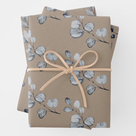 Rustic Kraft Paper Silver Grey Eucalyptus Sprigs (In situ)