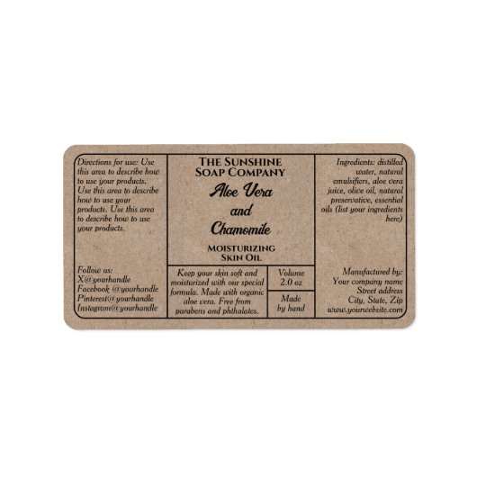 Rustic kraft paper simple dropper bottle label (Voorkant)