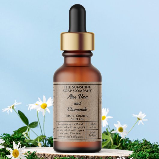 Rustic kraft paper simple dropper bottle label