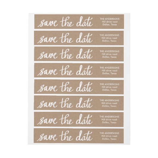 Rustic Kraft Paper Sla de datum op White Script (Vel)