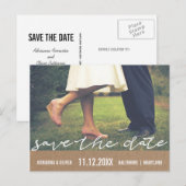 Rustic Kraft Paper Sla de datum Typografie Foto Aankondigingskaart (Voorkant / Achterkant)