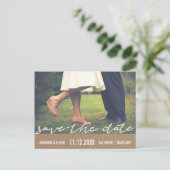 Rustic Kraft Paper Sla de datum Typografie Foto Aankondigingskaart (Staand voorkant)