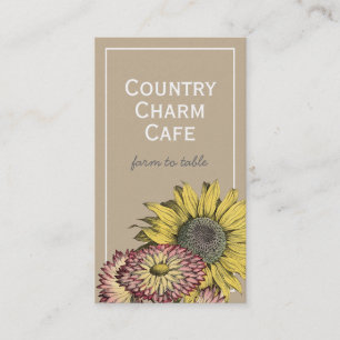 Rustic Kraft Paper Sunflower Floral Visitekaartje