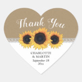 Rustic Kraft Paper Sunflower Weddenschap Hart Sticker (Voorkant)