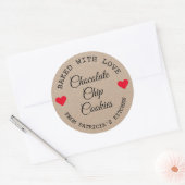 Rustic Kraft Paper vol met liefdeschocolade-koekje Ronde Sticker (Envelop)
