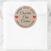 Rustic Kraft Paper vol met liefdeschocolade-koekje Ronde Sticker (Tas)