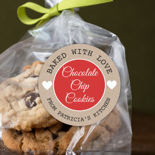 Rustic Kraft Paper vol met liefdeschocolade-koekje Ronde Sticker