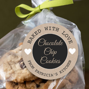 Rustic Kraft Paper vol met liefdeschocolade-koekje Ronde Sticker