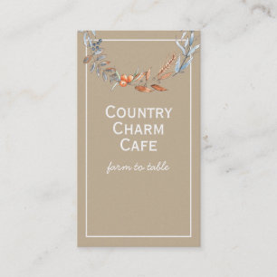 Rustic Kraft Paper Waterverf laat Berries Visitekaartje