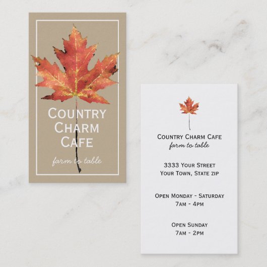 Rustic Kraft Paper Waterverf Sunflower Leaf Visitekaartje (Voorkant / Achterkant)