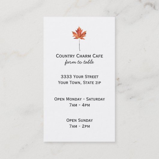 Rustic Kraft Paper Waterverf Sunflower Leaf Visitekaartje (Achterkant)