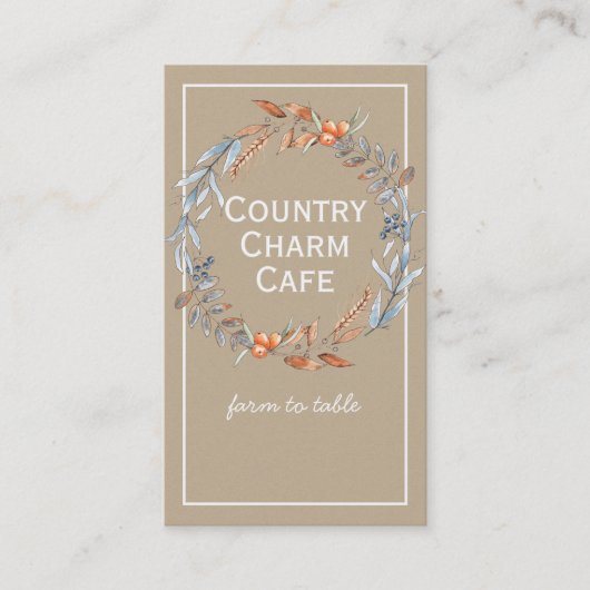 Rustic Kraft Paper Waterverf Wreater Visitekaartje (Voorkant)