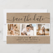 Rustic Kraft Paper Wedding 4 Foto Save The Date (Voorkant)